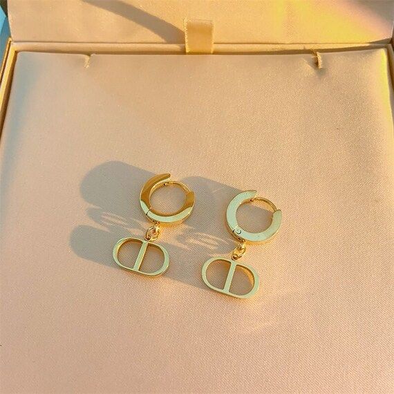 18K Gold Stainless Steel CD Hoop Earrings H Hoop Earringscd - Etsy | Etsy (US)