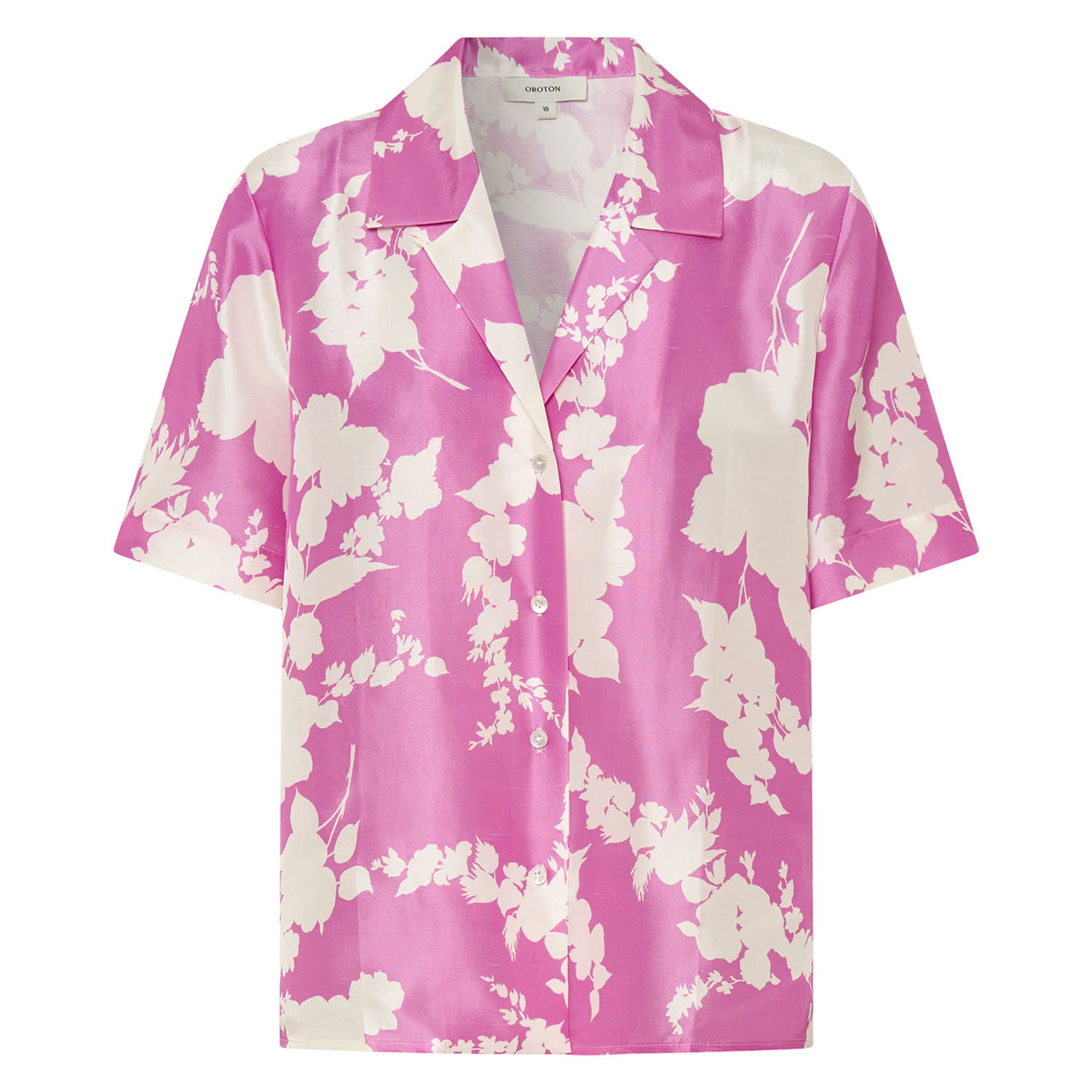 Silhouette Print Short Sleeve Camp Shirt - Carmine Pink | Oroton | Oroton