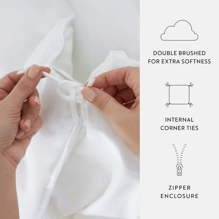 Duvet Cover Set - Ultra Soft & Breathable - Reversible Beige Gingham Check for Full/Queen Bedding... | Walmart (US)