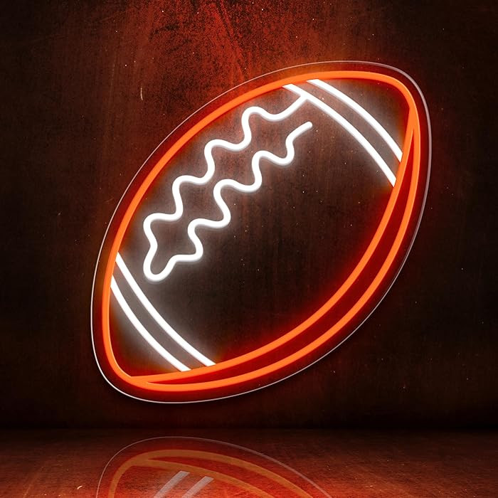 Football Neon Sign for Wall Decor,Football-Shaped Neon Light, Football LED Signs for Man Cave, Te... | Amazon (US)
