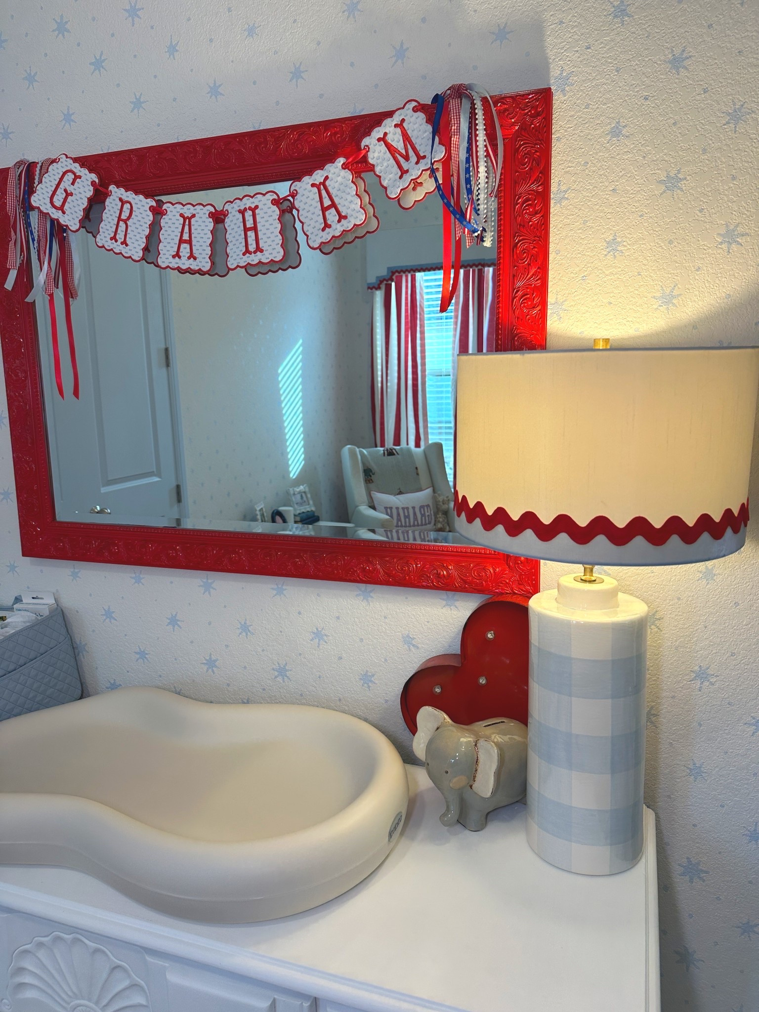 red and blue baby boy room❤️🩵

changing table, gingham, circus theme, americana boy room

#LTKHome #LTKKids #LTKBaby