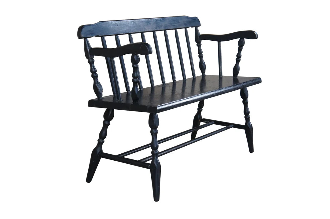 Vintage Black Painted Windsor Spindle Back Country Farmhouse - Etsy | Etsy (US)