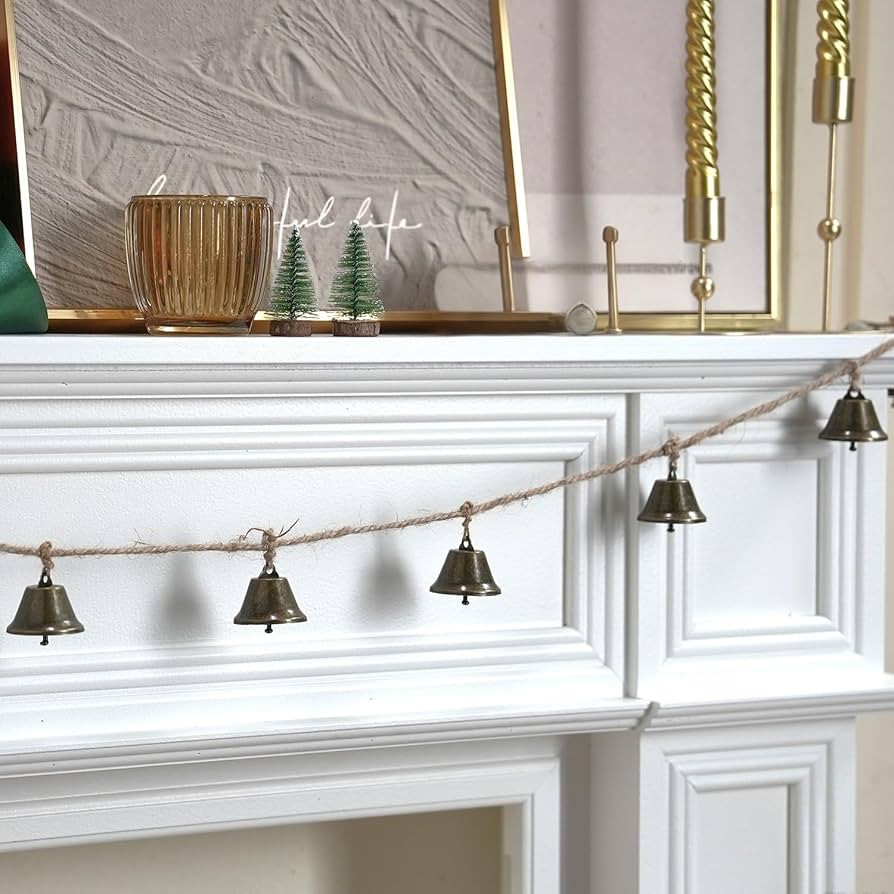 Christmas Decorations - Rustic Bells Christmas Garland, Bronze Bells Garland Banner for Christmas... | Amazon (US)