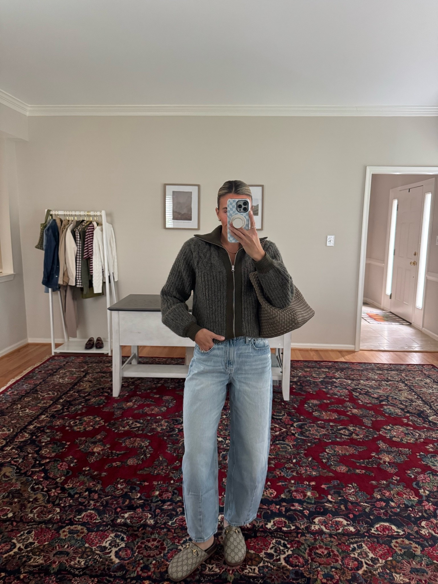 small sweater 
Jeans size 2 

Fall outfit, barrel jeans

#LTKmomlife #LTKootd
