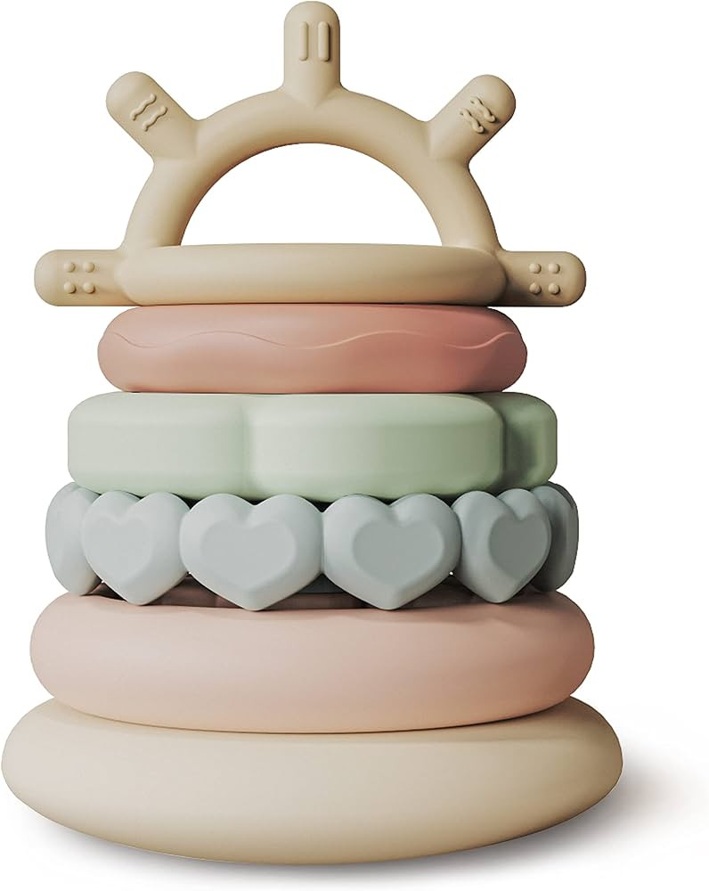 Moonkie Stacks of Circles Soft Teething Toy Educational Learning Stacking Ring Toys for Babies, 7... | Amazon (US)