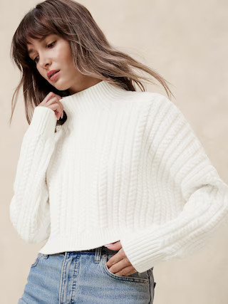 Cropped Cable Turtleneck Sweater | Banana Republic Factory
