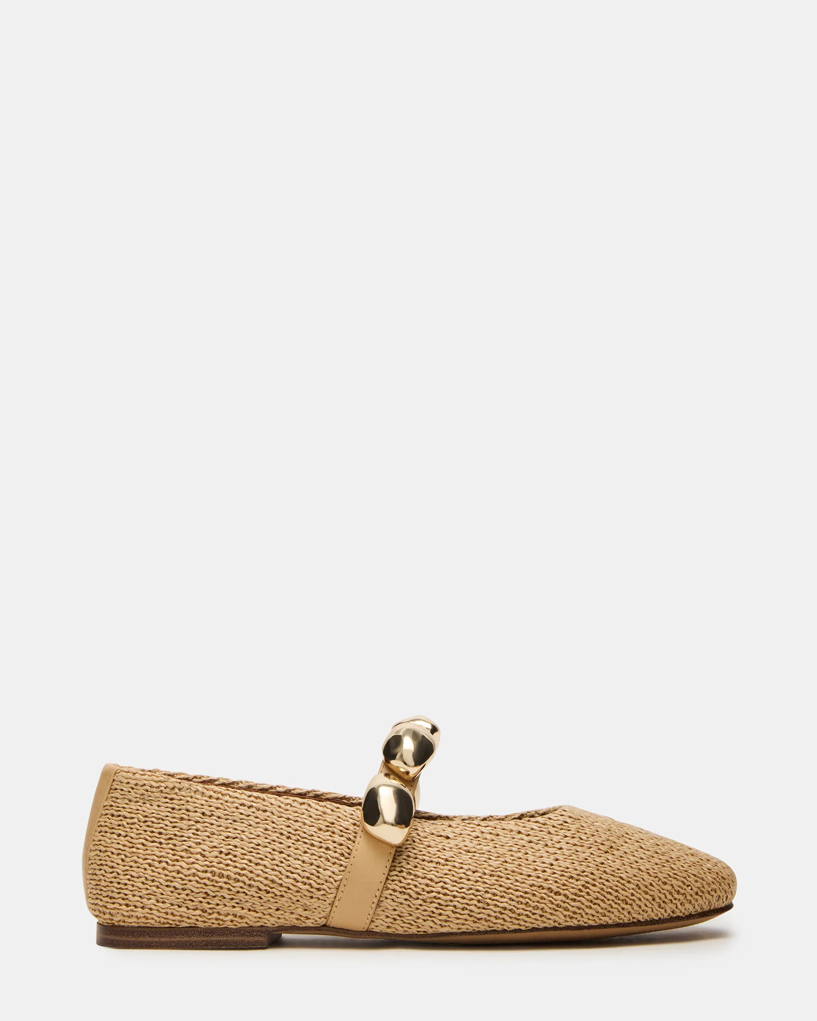 POPPIN Natural Raffia Mary Jane Ballet Women's Flat | Steve Madden (US)