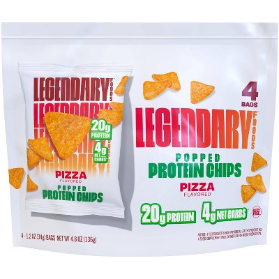 Legendary Foods Gluten Free and Keto Friendly Popped Protein Chips - Pizza - 4.8oz/4ct | Target
