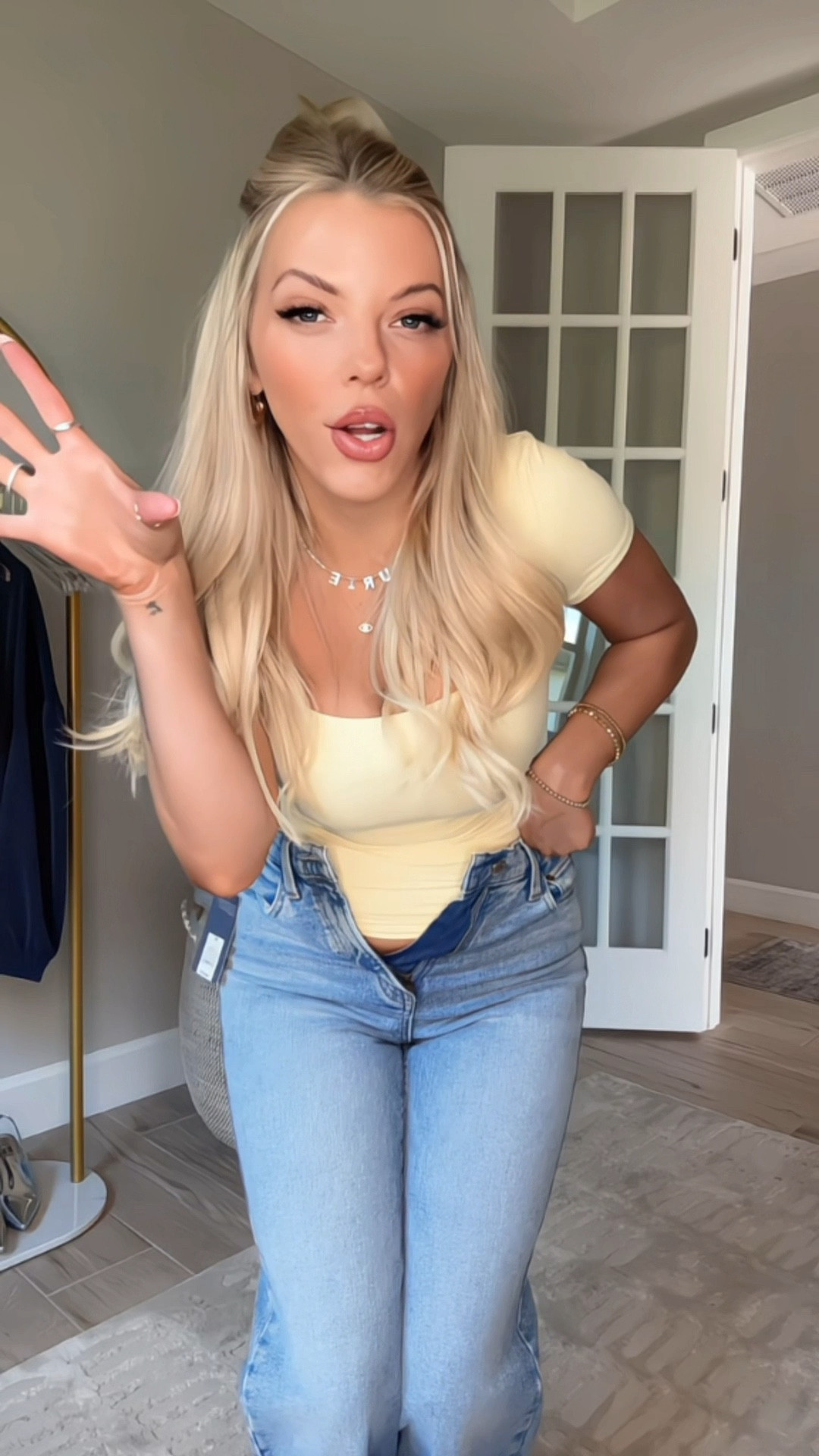 Target denim that’s viral for a reason! 👀👖🫶🏼 looks and feels designer! No distressing! Love the look and feel! I’m 5’3 and did the regular length so I can wear them with platforms heels etc! Size 6! 