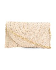 Straw Woven Summer Clutch With Chain Shoulder Strap | Marshalls