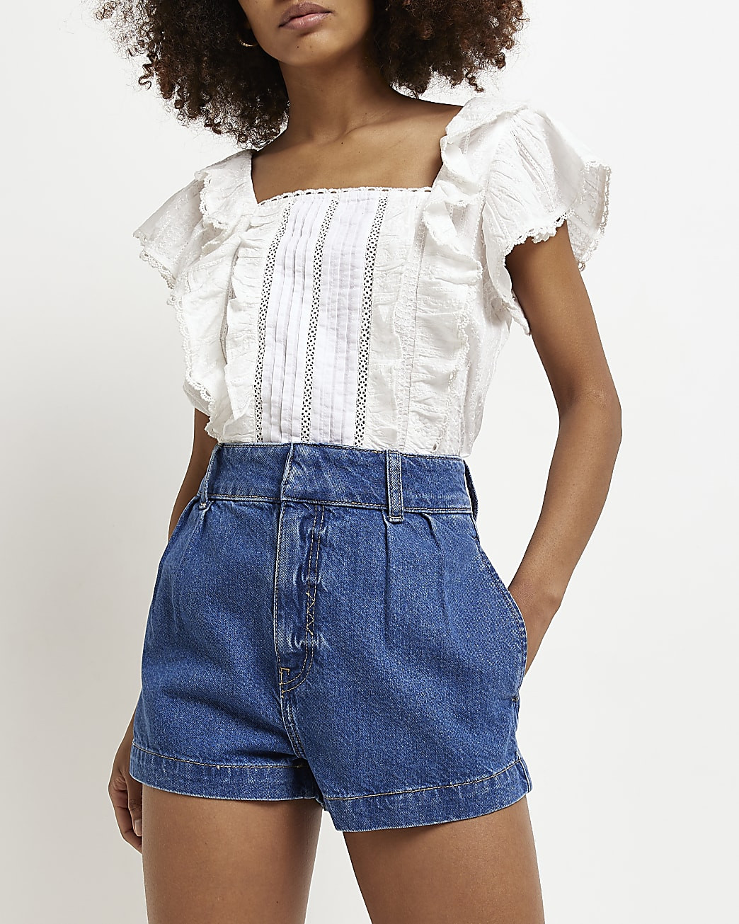 Blue denim tailored shorts | River Island (UK & IE)