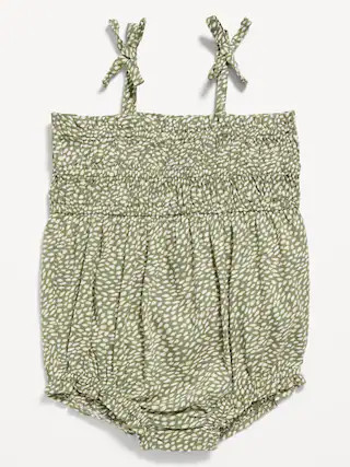 Printed Sleeveless Smocked One-Piece Romper for Baby | Old Navy (US)
