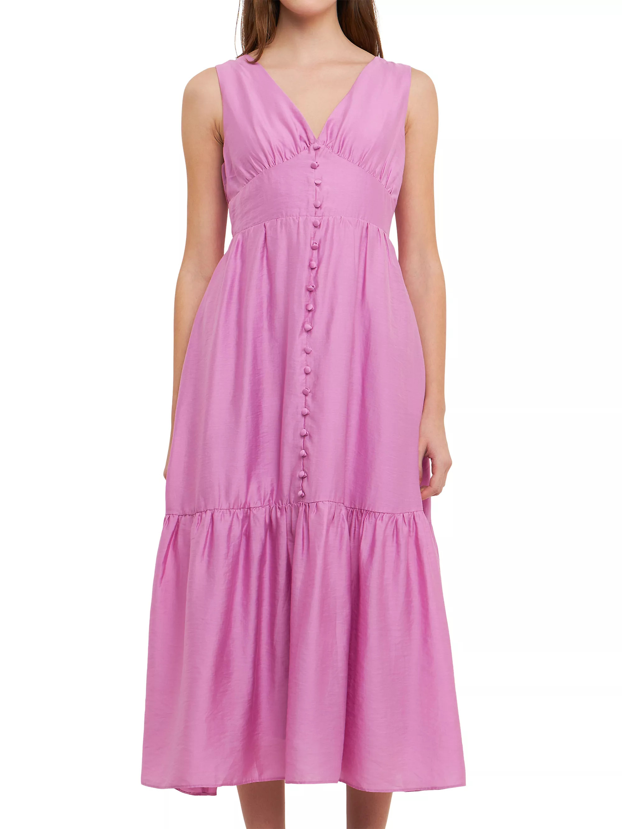 Shop Endless Rose Front Button Dress With Back Bow | Saks Fifth Avenue | Saks Fifth Avenue