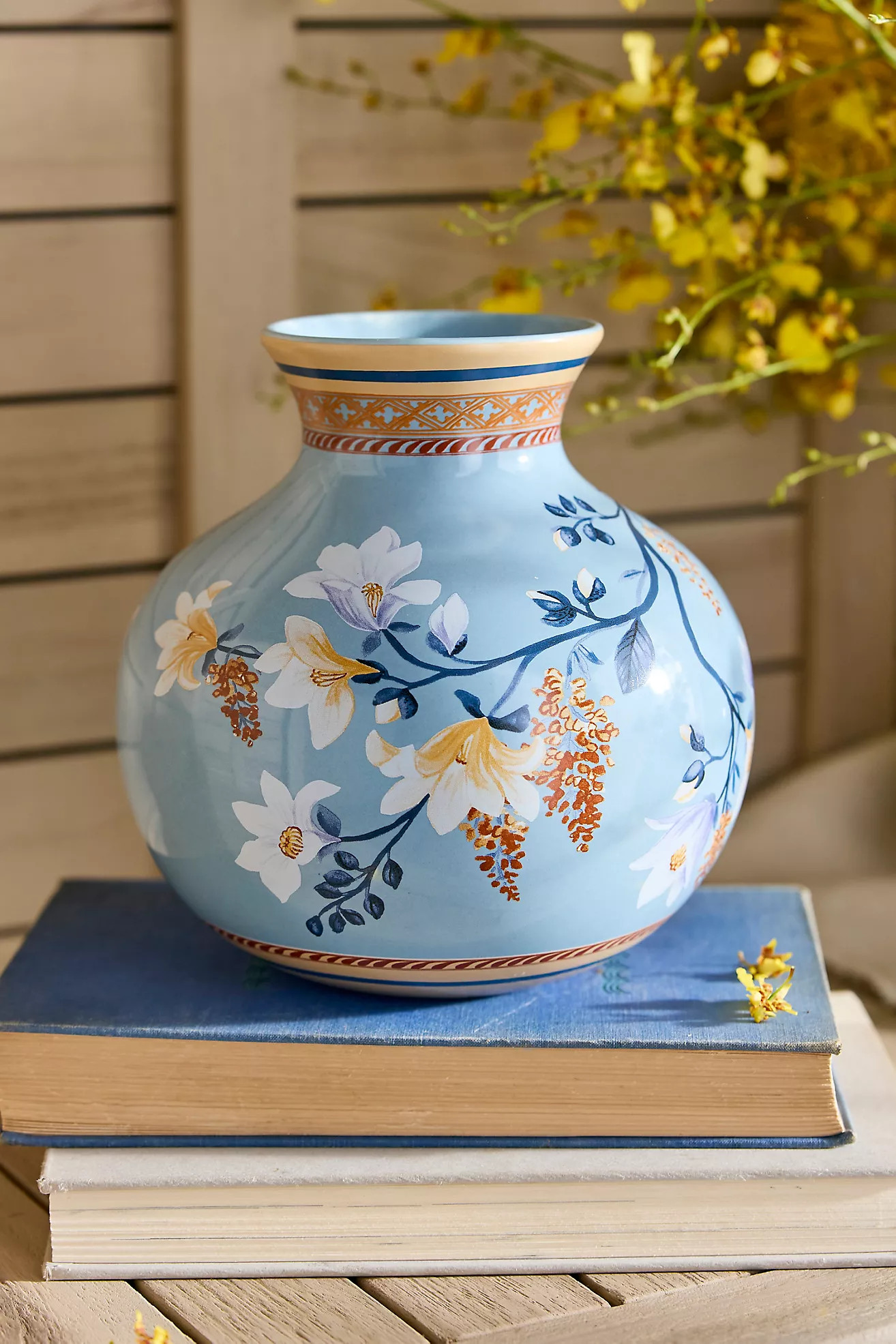 Floral Painting Round Ceramic Vase | Terrain