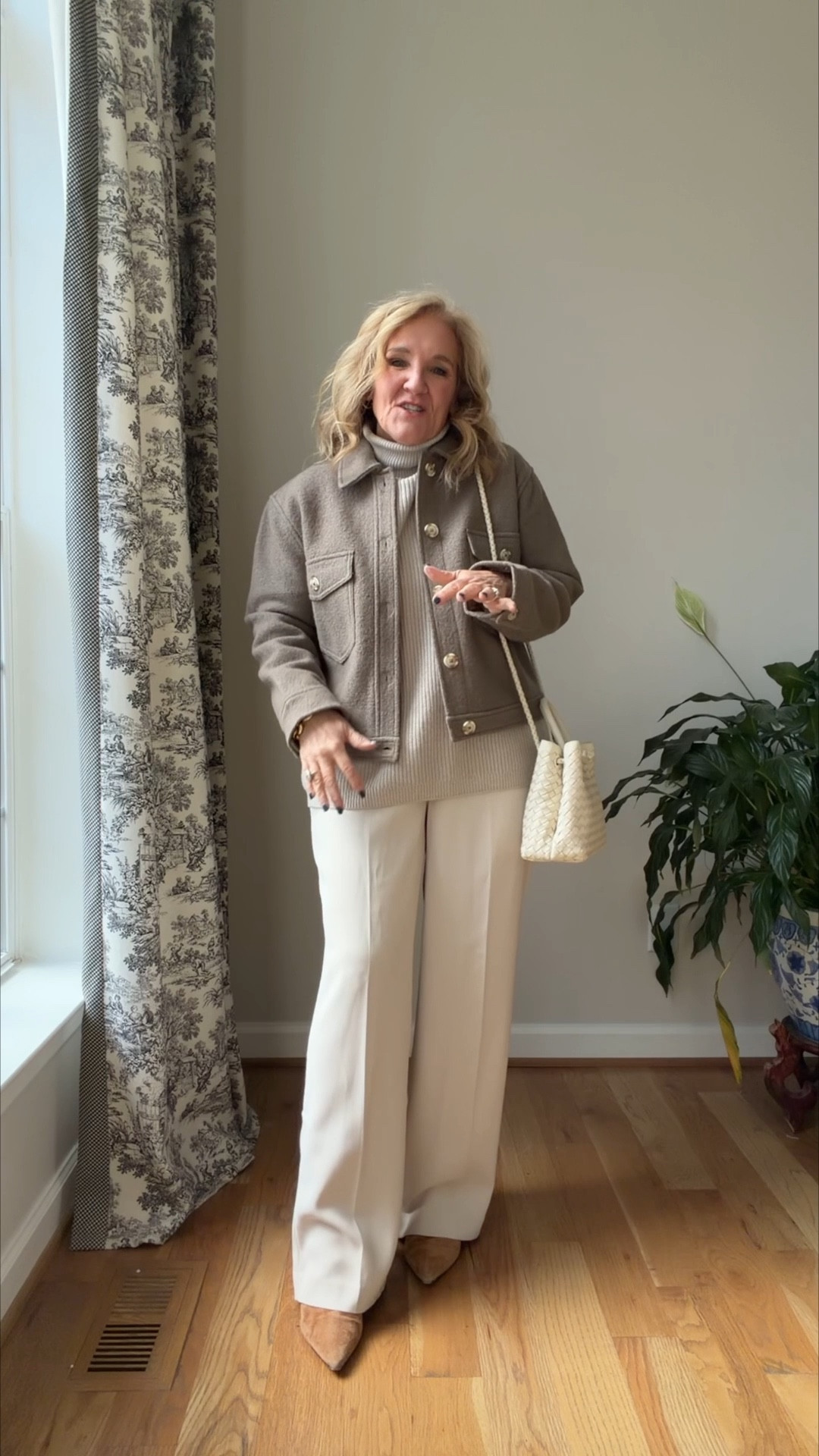 Such an elegant look for work or weekend! 
I size up in these light colored trousers turtleneck size medium 
Jacket size medium 
Boots size up 1/2 they are on sale 

#LTKOver40 #LTKWorkwear #LTKFindsUnder100