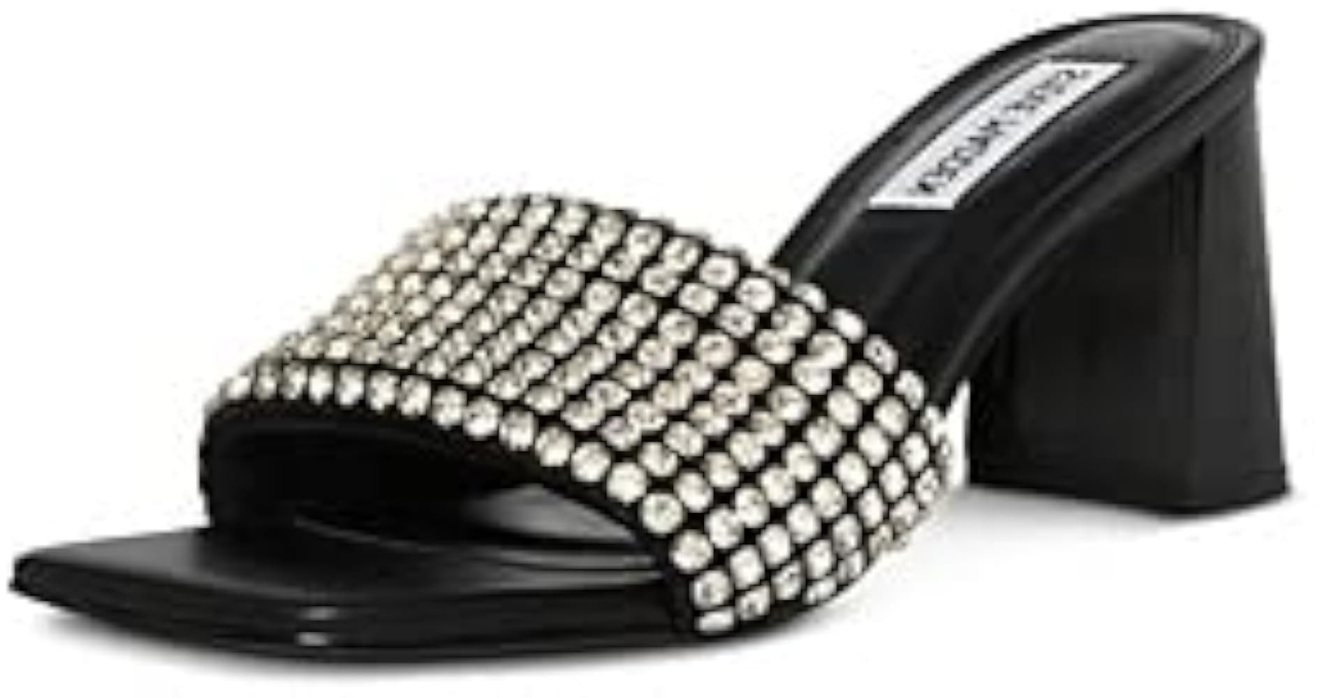 Steve Madden Laney Blush Crytals Details Slip On Open Toe Mid Block Heel Sandals | Amazon (US)