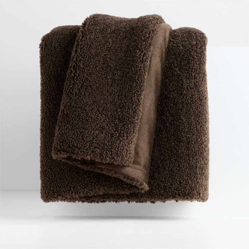 Faux Shearling 70"x55" Deep Brown Throw Blanket + Reviews | Crate & Barrel | Crate & Barrel