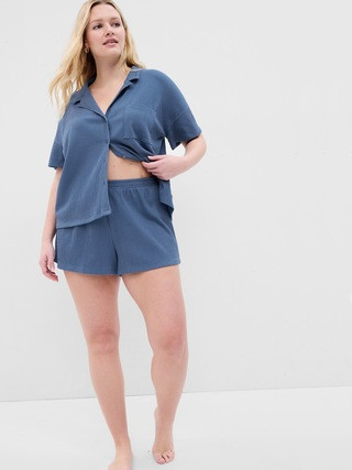 Relaxed Crinkle Cotton PJ Shorts | Gap Factory