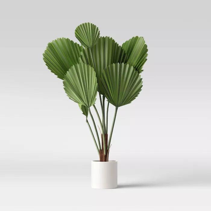 40" x 38" Artificial Ruffle Fan Palm in Pot White - Project 62™ | Target