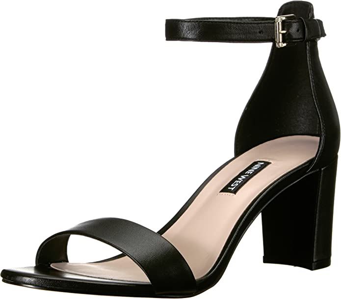Amazon.com | Nine West Women's Pruce Heeled Sandal, Black Nappa, 9.5 | Heeled Sandals | Amazon (US)
