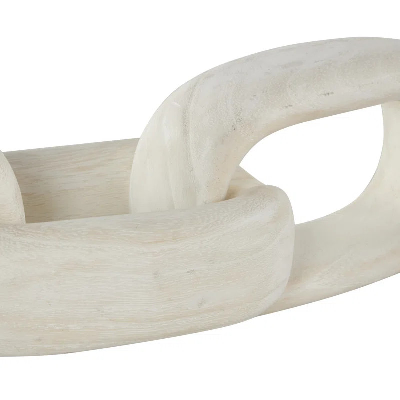 Jeran Wood 4 Link Chain Decorative Cream Sculpture with Natural Wood Grains | Wayfair North America