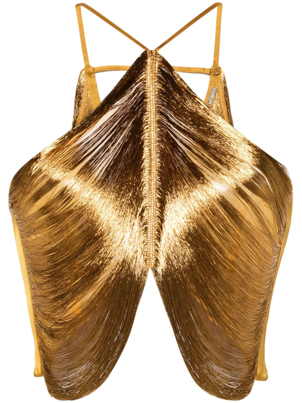 Quella draped metallic crop top | Farfetch Global