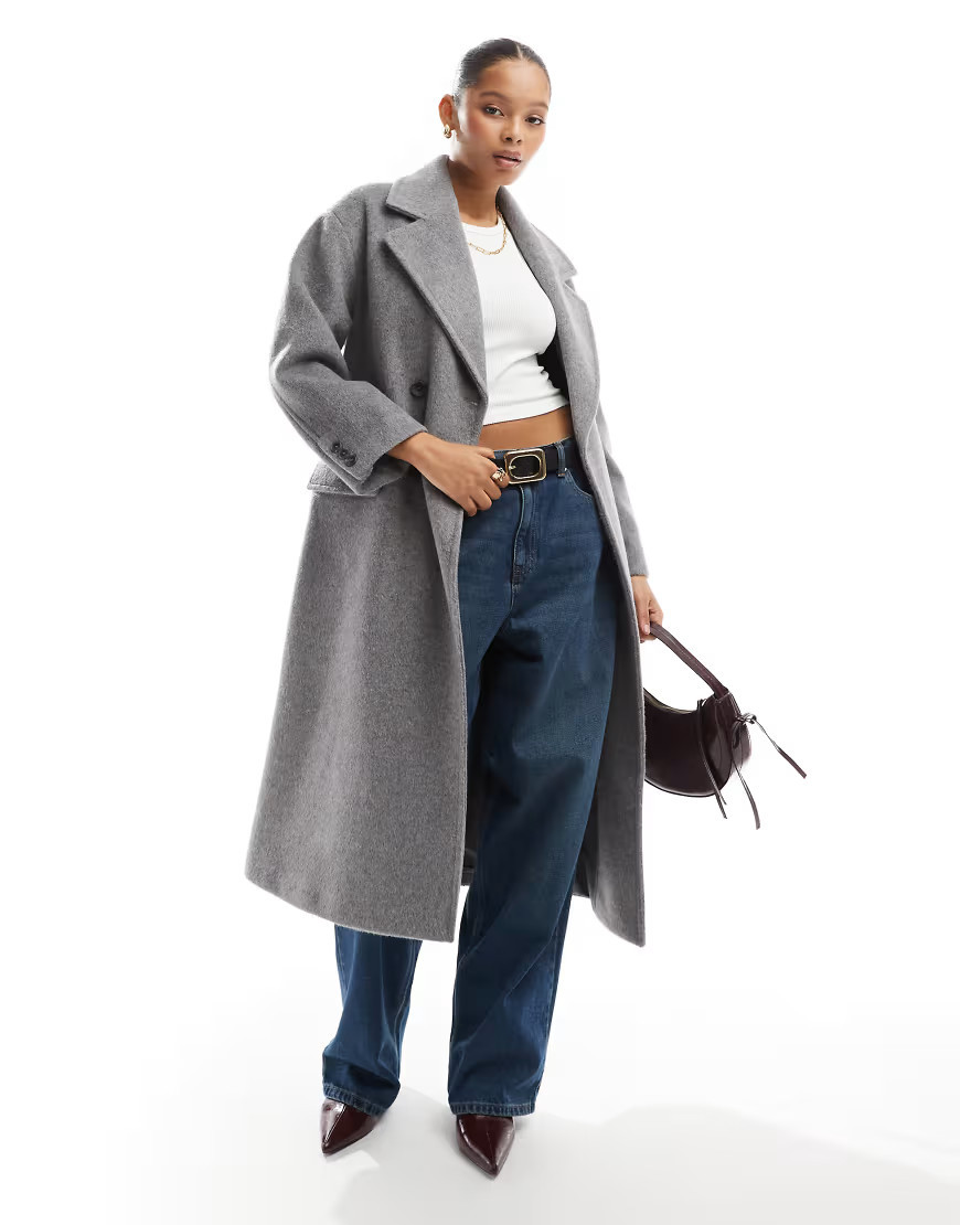 Stradivarius oversized soft touch coat in grey | ASOS (Global)