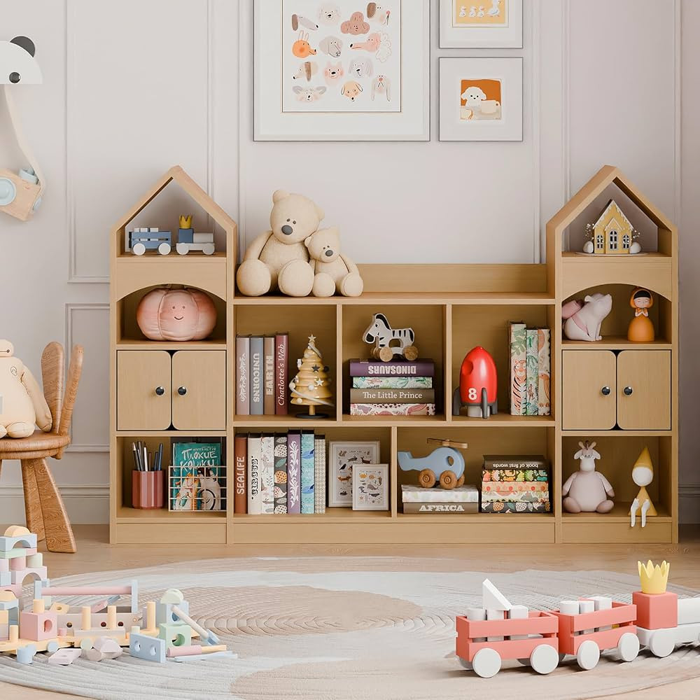 Vabches Castle Shape Children's Bookshelf, Kids Toy Storage Organizer Kids Bookcase Display Case ... | Amazon (US)