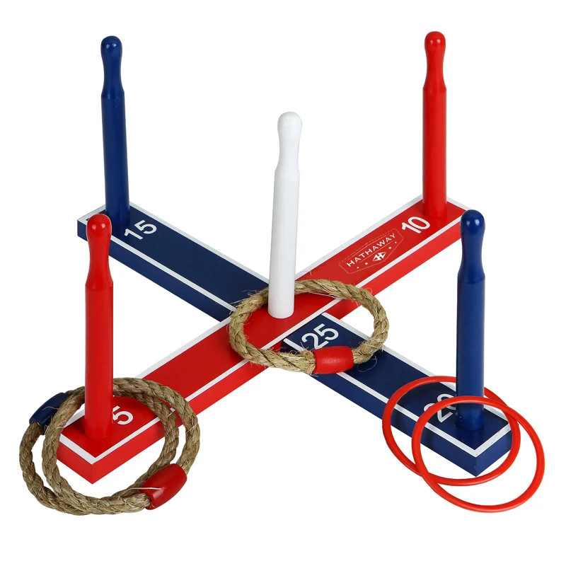 Hathaway Ring Toss Game Outdoor Set – Includes 8 Rings, Solid Wood Base, and Carrying Bag – C... | Wayfair North America
