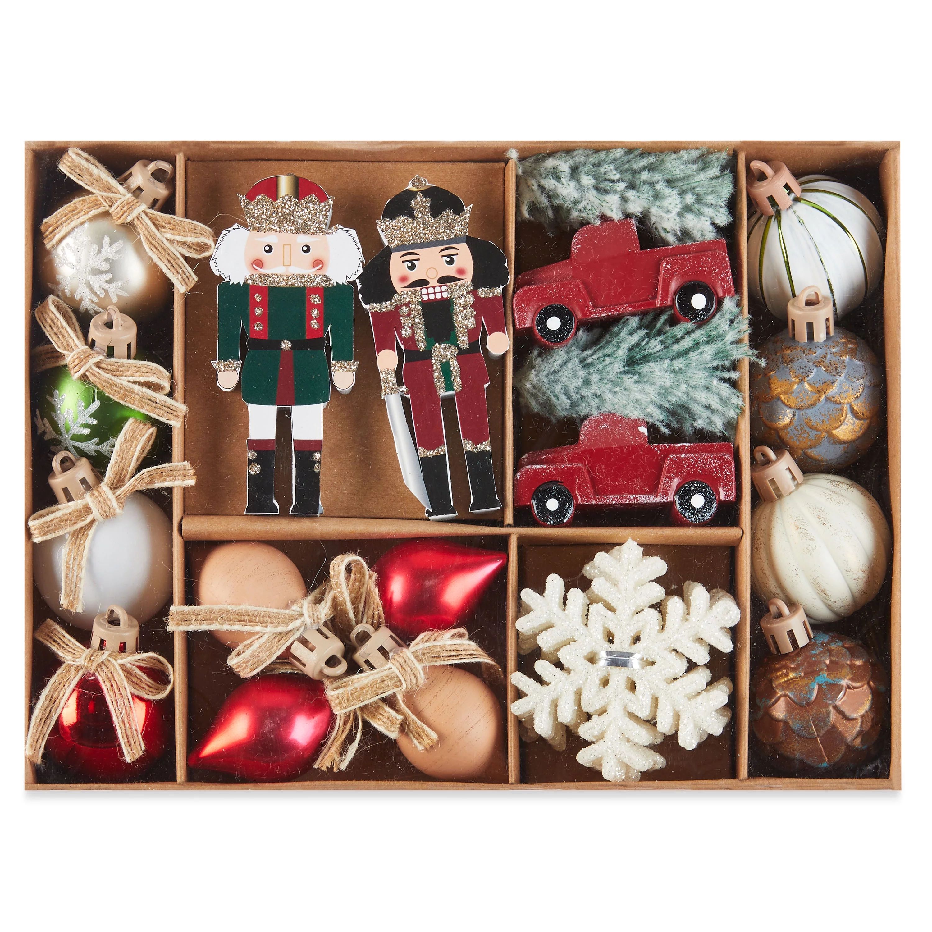 Holiday Time Rustic Red Nutcracker Lodge Mini Ornament Set, 24 Pieces - Walmart.com | Walmart (US)