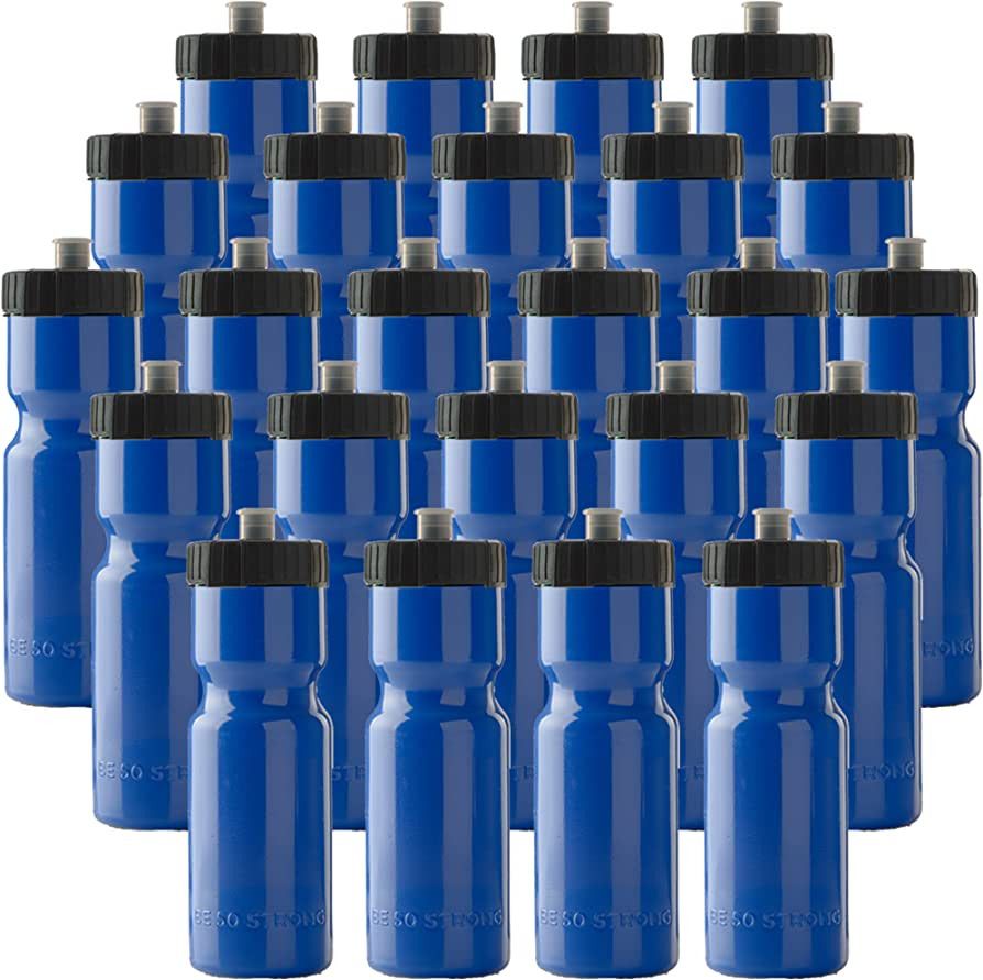 50 Strong Bulk Water Bottles | 24 Pack Sports Bottle | 22 oz. BPA-Free Easy Open with Pull Top Ca... | Amazon (US)