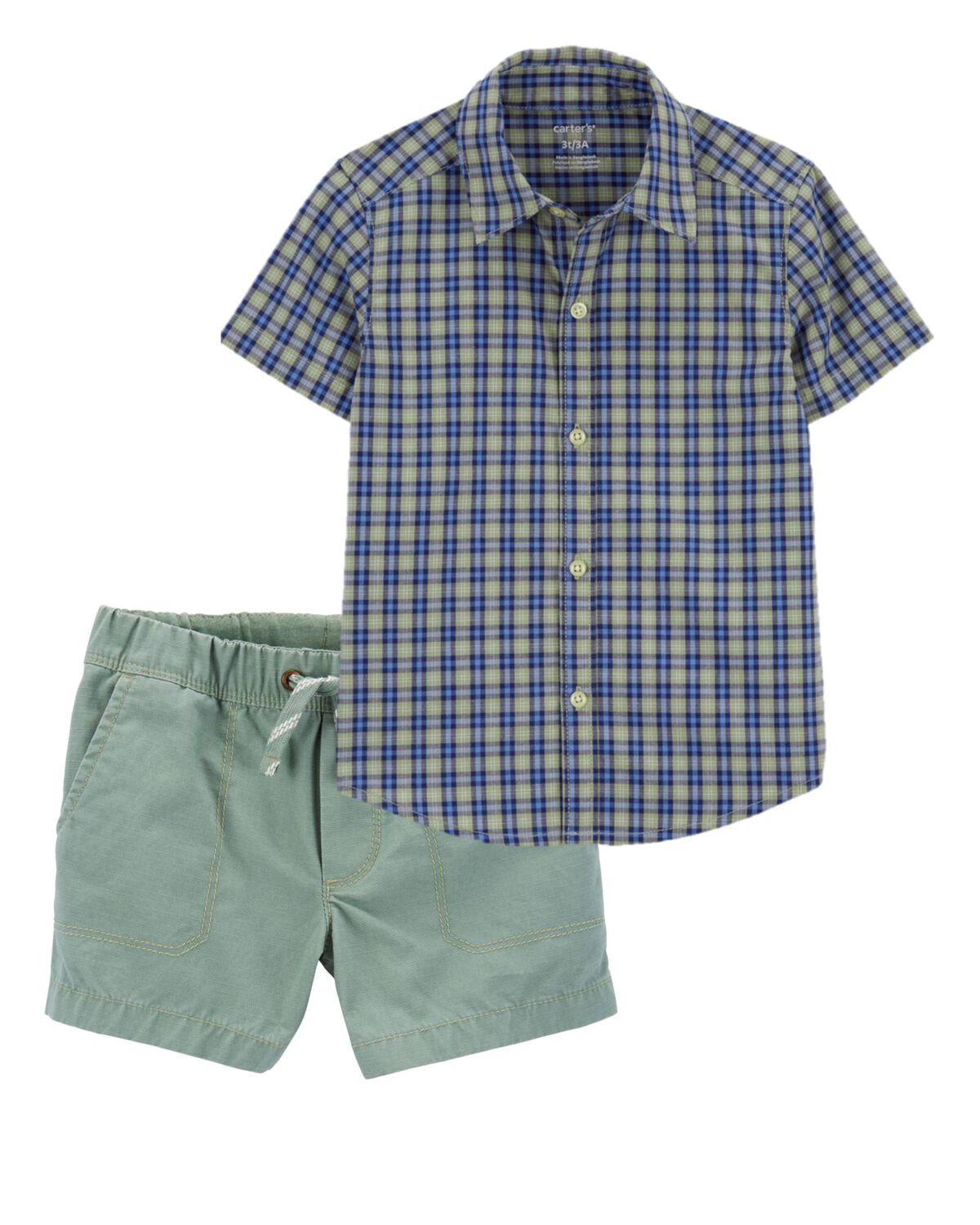 Multi Toddler 2-Piece Button-Down Shirt & Pull-On Shorts Set | carters.com | Carter's