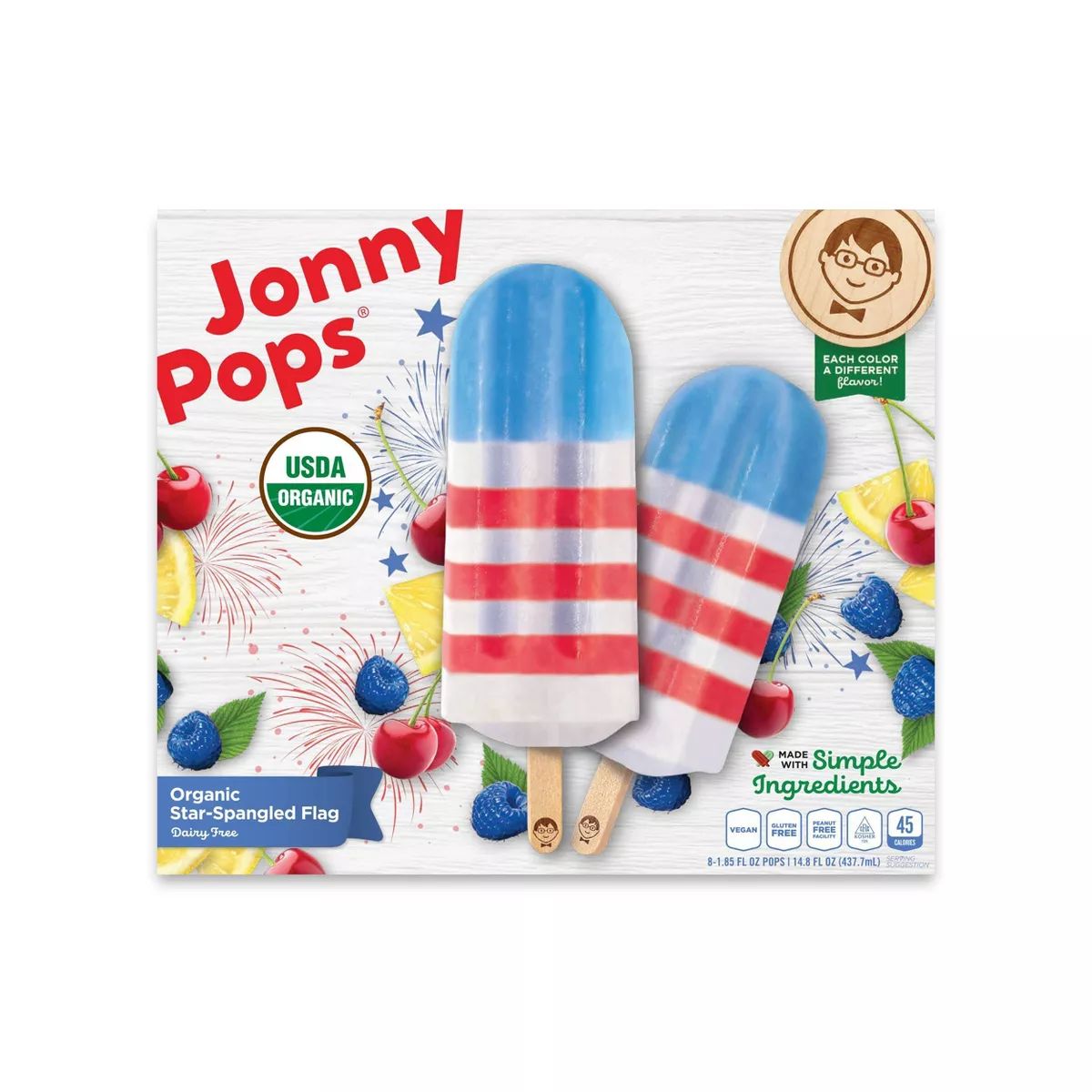 JonnyPops Organic Frozen Star-Spangled Flag Pop - 8ct/14.8oz | Target