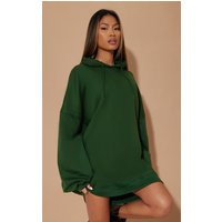 Forest Green Oversized Hooded Sweat Sweatshirt Dress | PrettyLittleThing CAN