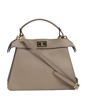 Made In Italy Leather 2 Compartment Turn Lock Satchel | Women | TJ Maxx | TJ Maxx