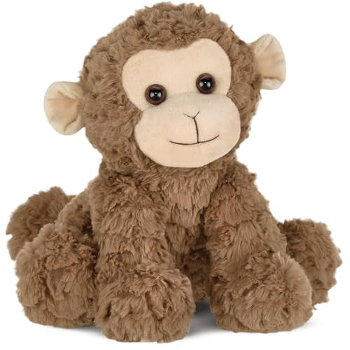 Bearington Giggles Monkey Stuffed Animal - 10.5" Soft Brown Plush Toy with Fluffy Fur and Adorable Expression - Cuddly Realistic Monkey Plushies and Huggable Stuffed Animal Monkeys for Kids and Babies | Amazon (US)