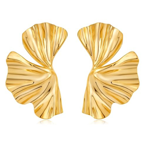 LILIE&WHITE Gold Leaf Earrings - Hypoallergenic, Non-Fading, Elegant Jewelry - Unique Gift for Women, Gift for Special Occasions and Everyday Wear | Amazon (UK)