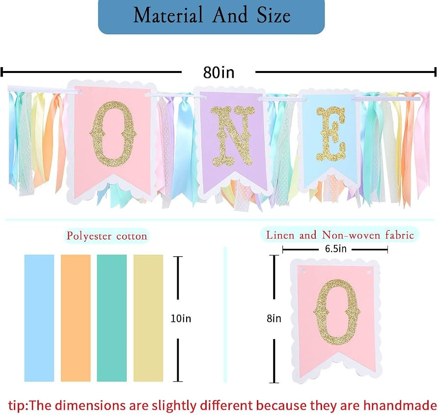Rainbow High Chair Banner for 1st Birthday - Baby Girl Smash Cake for Photo Props, First Birthday... | Amazon (US)