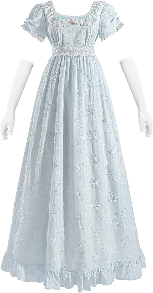 CR ROLECOS Regency Dresses Victorian Empire Waist Dress for Women Tea Party Puff Sleeve Costume G... | Amazon (US)