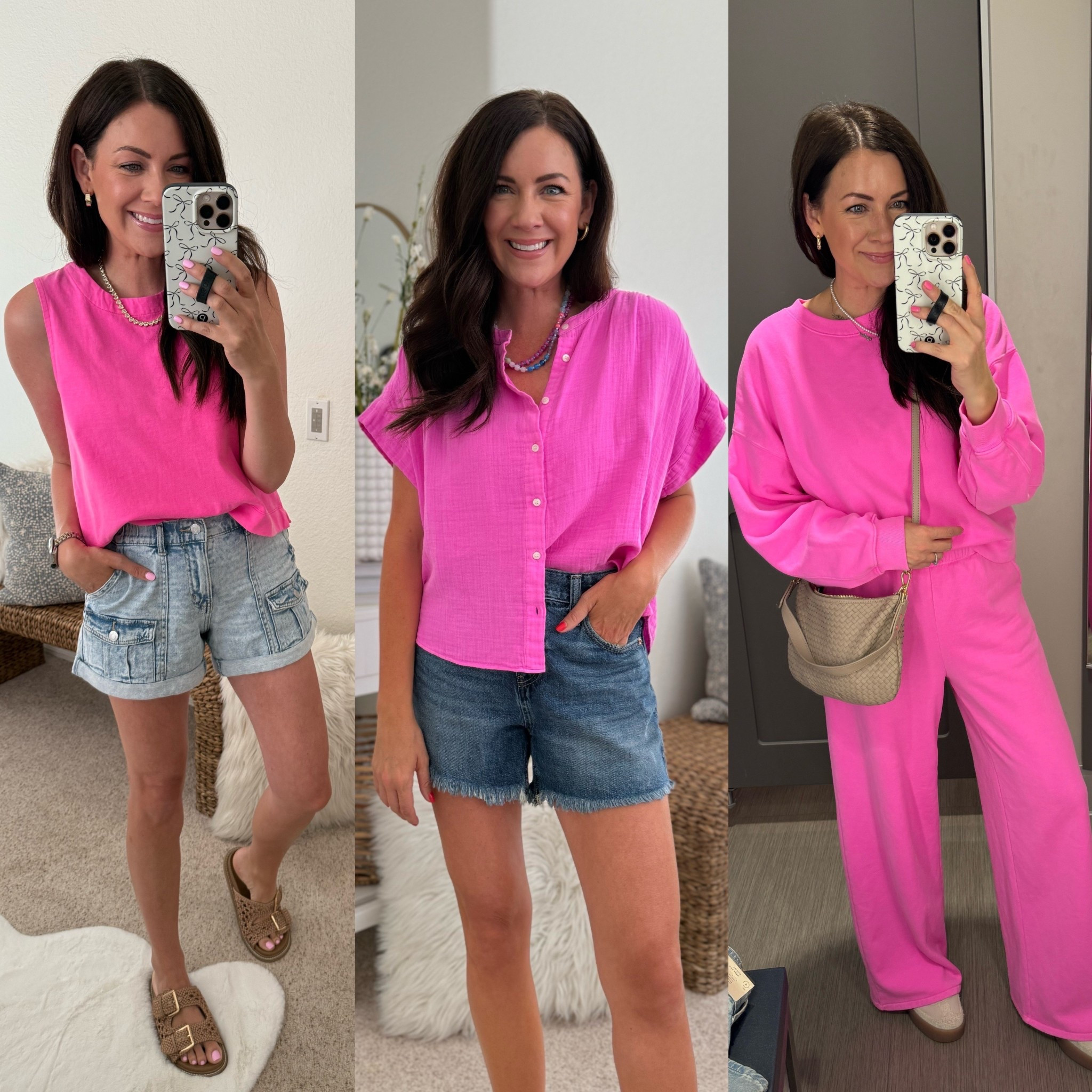 Gap sale!!! PLUS an additional 15% off with code: ADDON at checkout! Wearing a small in all tops💖 there is other colors, but this pink is so fun!! 
•utility shorts-4
•gap shorts-27
•pink sweats-xs 

#LTKSaleAlert #LTKFindsUnder50 #LTKSeasonal