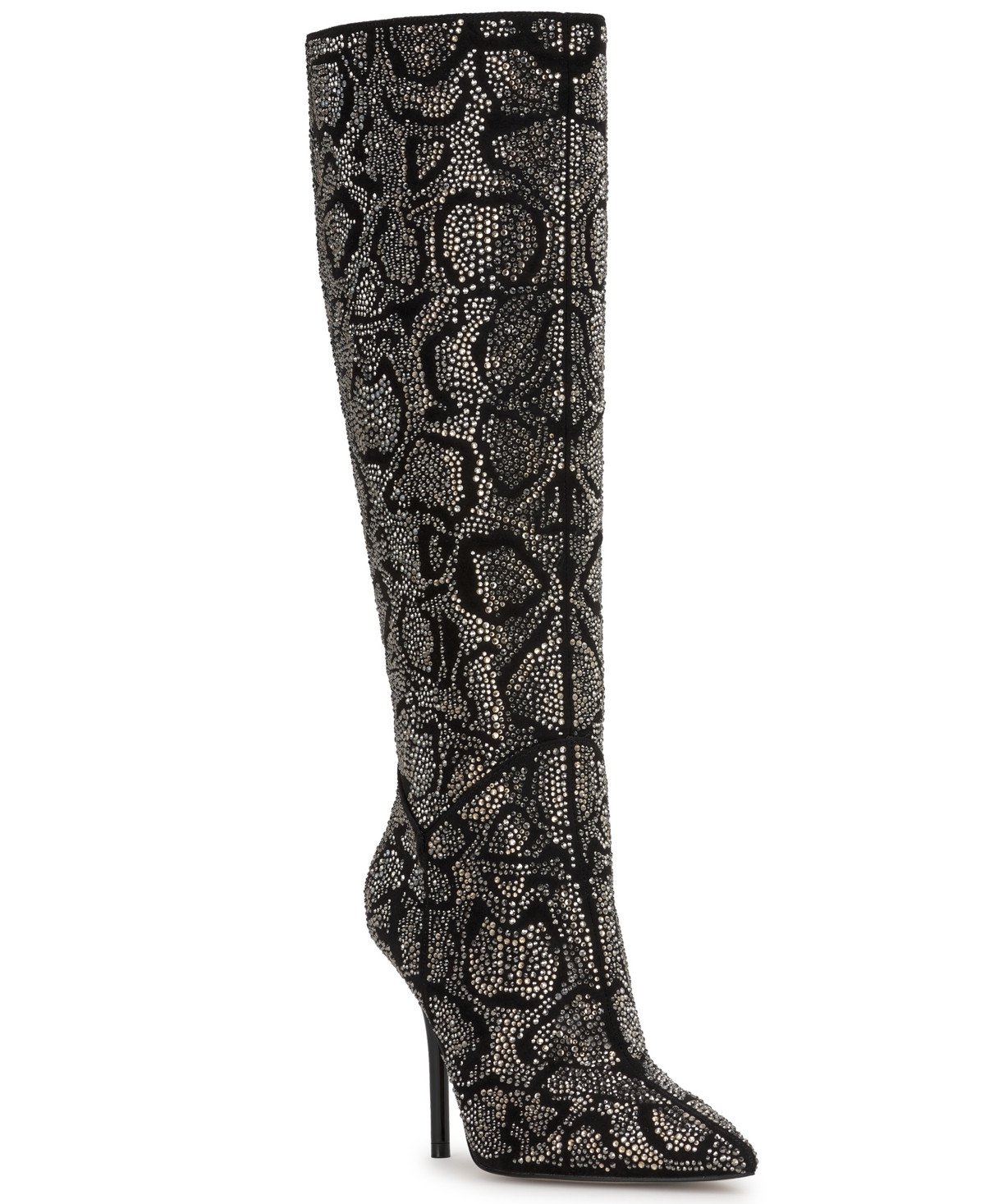 Jessica Simpson Women's Lovienn Rhinestone Stiletto Knee-High Dress Boots - Black Snake Rhinestone | Macy's
