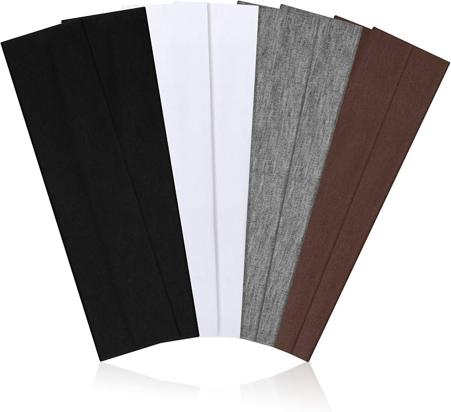 Headbands for Women, 8pcs Stretchy Non Slip Soft Cotton Cloth Hair Bands for Sports, Workout, Yog... | Amazon (US)