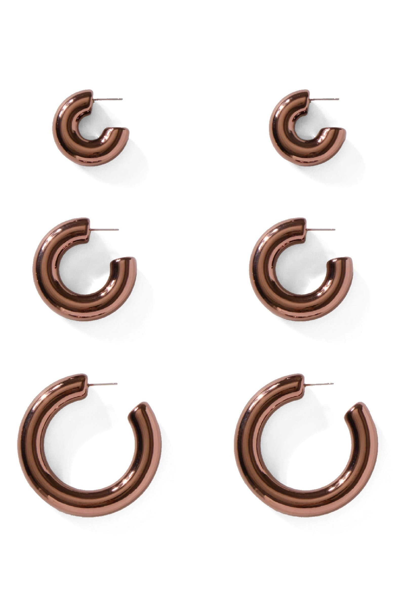 x Draya Michele Jelia Set of 3 Tube Hoop Earrings | Nordstrom