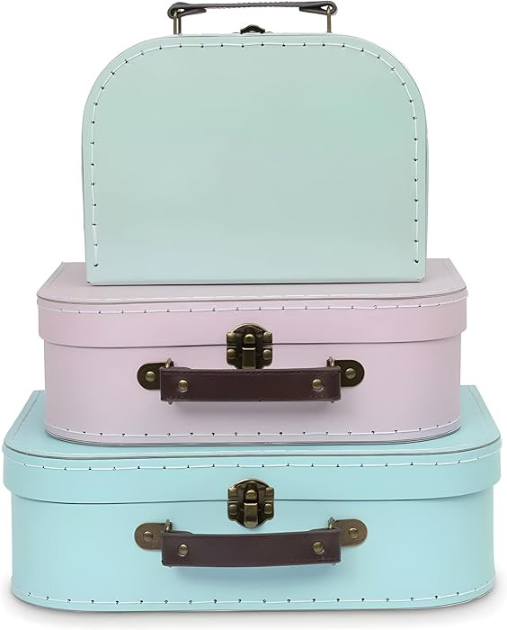 Jewelkeeper Paperboard Suitcases - Set of 3 Decorative Vintage Storage Boxes - Retro Luggage Deco... | Amazon (US)