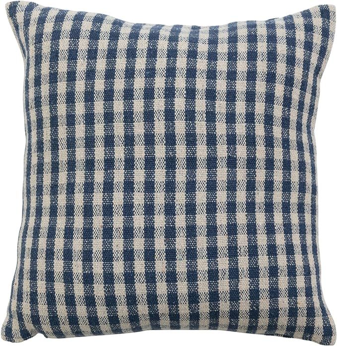 Creative Co-Op Woven Recycled Cotton Blend, Gingham, Blue and White Pillow Covers, 18" L x 18" W ... | Amazon (US)
