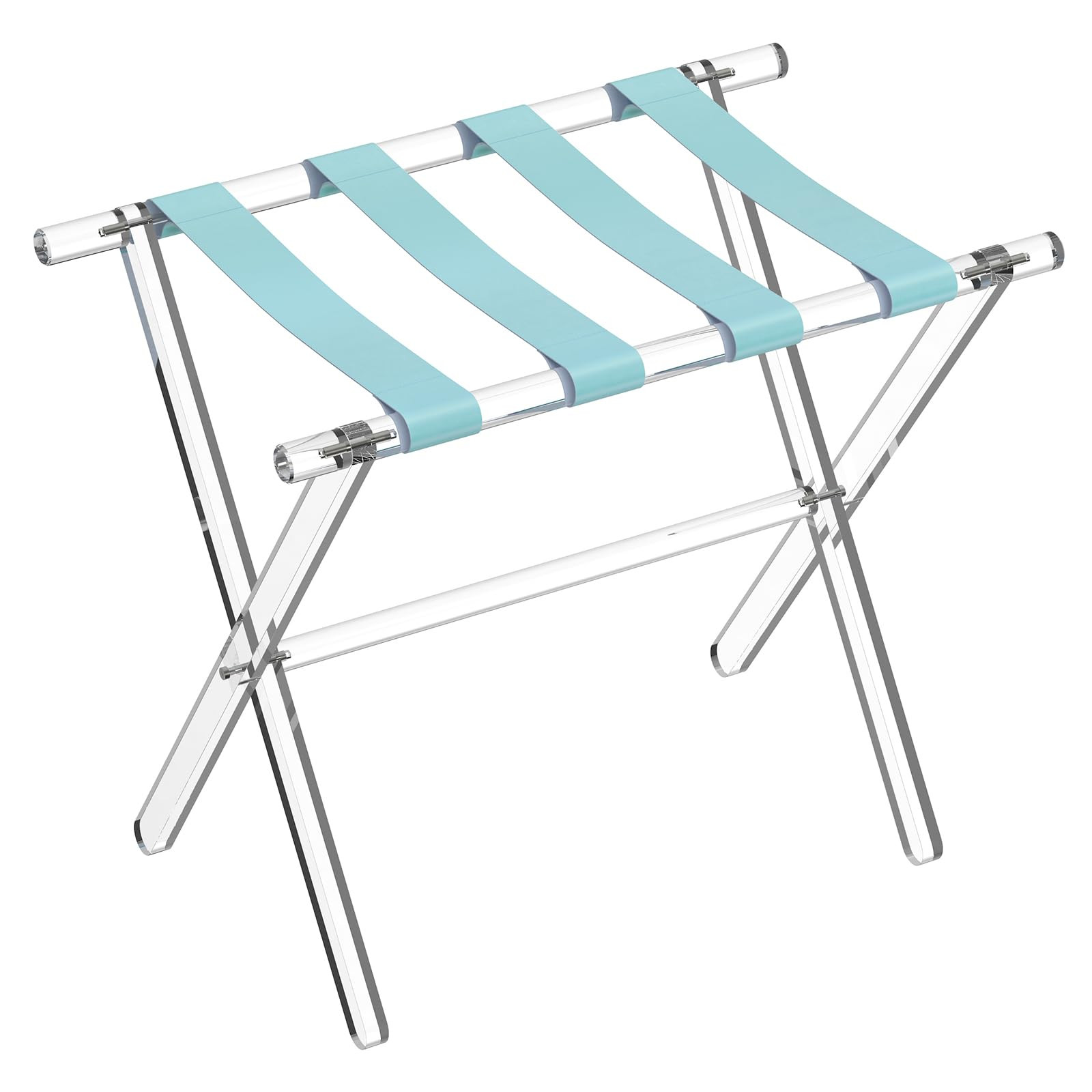 Sumerflos Acrylic Luggage Rack for Guest Room - Foldable Suitcase Stand with Leather Straps for B... | Amazon (US)