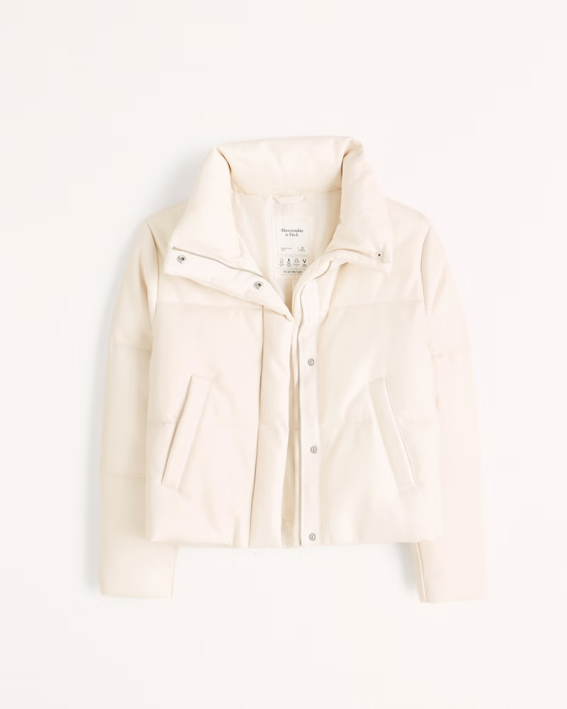 Women's A&F Vegan Leather Mini Puffer | Women's Coats & Jackets | Abercrombie.com | Abercrombie & Fitch (US)