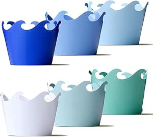 Wave Cupcake Wrappers Set of 48 - Baby Shark Birthday Decorations - Mermaid Party Supplies - Naut... | Amazon (US)