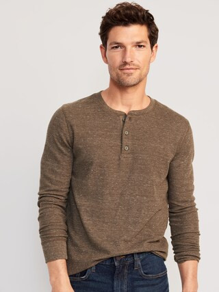 Waffle-Knit Henley T-Shirt for Men | Old Navy (US)