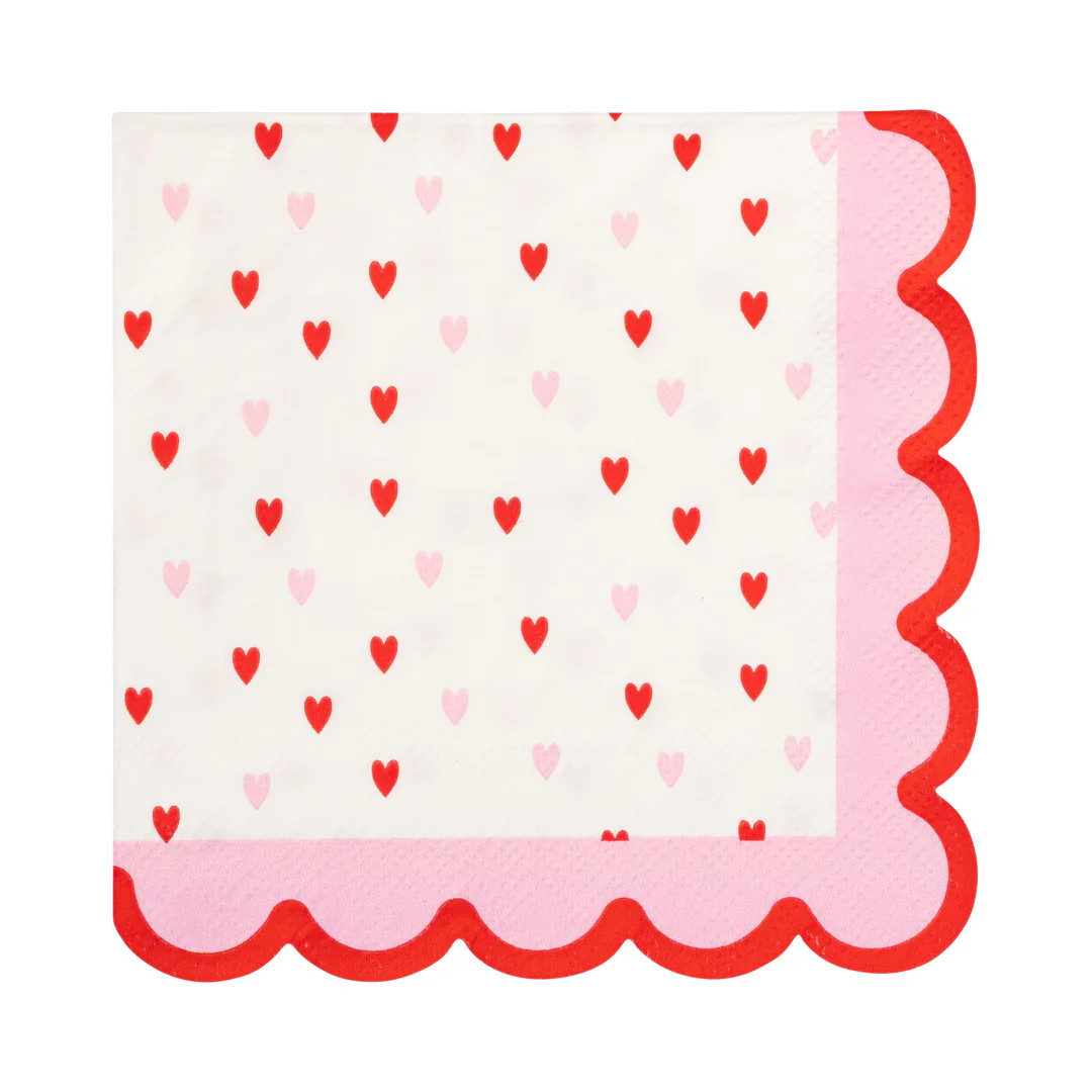 Little Red Pink Hearts Cocktail Napkin (24ct) | My Mind's Eye